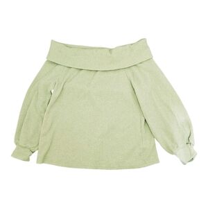 Lush Pastel Sage Green Off The Shoulder Knit Sweater